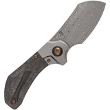 Kansept Knives Pluto Bolster Lock Carbon Fiber & Gray Titanium Folding Damascus Knife 3129A3