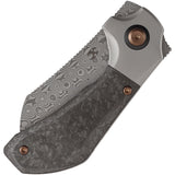Kansept Knives Pluto Bolster Lock Carbon Fiber & Gray Titanium Folding Damascus Knife 3129A3