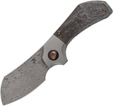 Kansept Knives Pluto Bolster Lock Carbon Fiber & Gray Titanium Folding Damascus Knife 3129A3