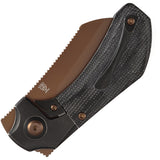 Kansept Knives Pluto Bolster Lock Black Micarta & Titanium Folding Rose Gold S90V Knife 3129A4