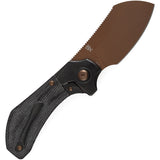 Kansept Knives Pluto Bolster Lock Black Micarta & Titanium Folding Rose Gold S90V Knife 3129A4