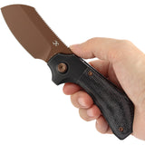 Kansept Knives Pluto Bolster Lock Black Micarta & Titanium Folding Rose Gold S90V Knife 3129A4