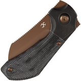 Kansept Knives Pluto Bolster Lock Black Micarta & Titanium Folding Rose Gold S90V Knife 3129A4