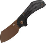 Kansept Knives Pluto Bolster Lock Black Micarta & Titanium Folding Rose Gold S90V Knife 3129A4