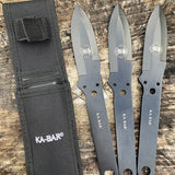 Ka-Bar Black 3Cr13 Stainless 3pc Throwing Knives Set w/ Sheath 1121