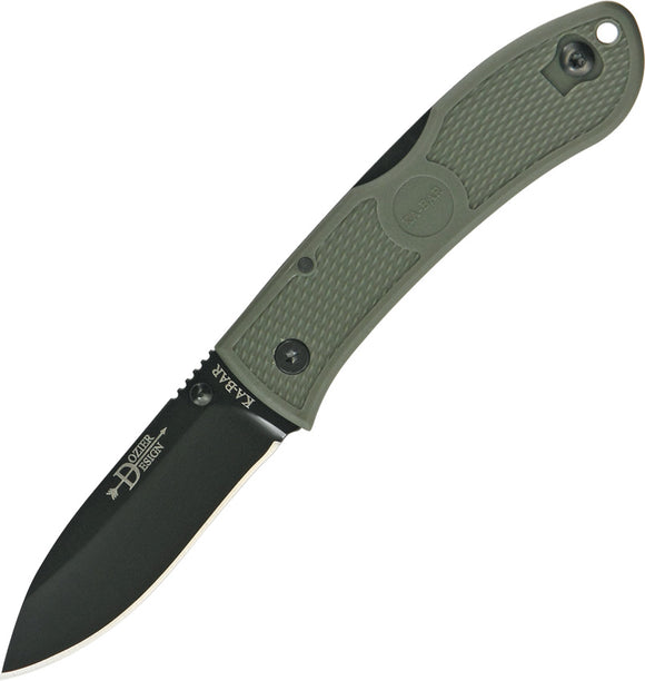 Ka-Bar Dozier Hunter Lockback Green Handle AUS-8 Stainless Folding Knife 4062FG