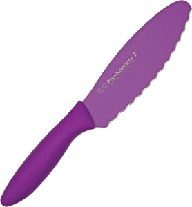 Kai USA Sandwich Purple Carbon Stainless Steel Serrated Fixed Blade Knife 5063