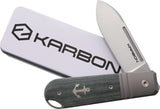 KARBON Ahoy Framelock Denim Micarta & Titanium Folding Bohler M390 Pocket Knife B103