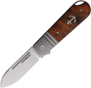 KARBON Ahoy Framelock Ironwood & Titanium Folding Bohler M390 Pocket Knife B104