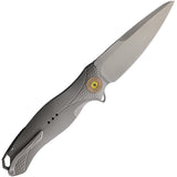 KARBON Buckhorn Linerlock Gray Aluminum Folding 14C28N Pocket Knife B119