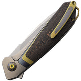 KARBON Smokeshow Framelock Titanium & Copper Carbon Fiber Folding M390 Pocket Knife B121