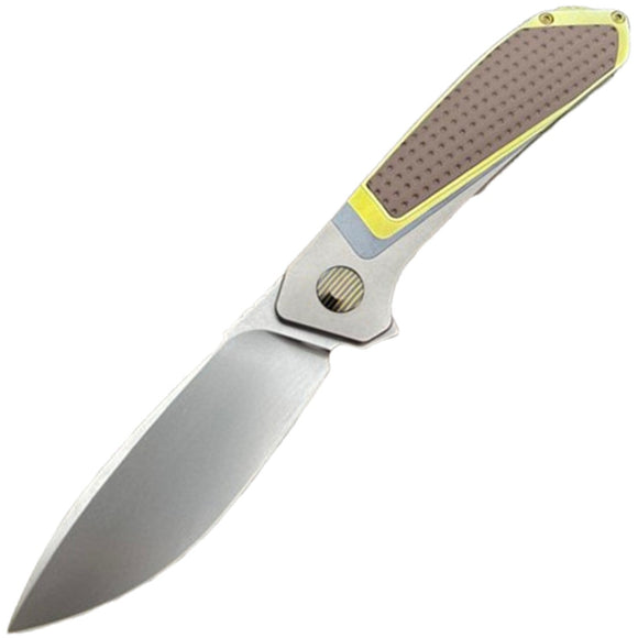 KARBON Smokeshow Framelock Titanium & Leather Folding M390 Pocket Knife B122