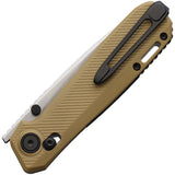 KARBON Terminal Crossbar Lock Tan G10 Folding 14C28N Pocket Knife B127