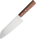 Kanetsune 555 Series Santoku Brown Plywood Stainless Fixed Blade Knife 360