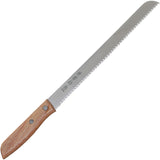 Kanetsune Bread Brown Wood Stainless Steel Serrated Fixed Blade Knife 364