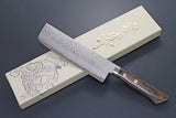 Kanetsune Sairyu Usubagata Brown Wood Damascus Fixed Blade Knife 371