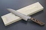 Kanetsune Sairyu Kengata Brown Wood Damascus Fixed Blade Knife 372