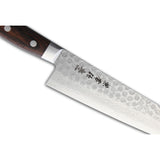 Kanetsune Gyutou Chef Brown Wood Damascus Steel Fixed Blade Knife 902