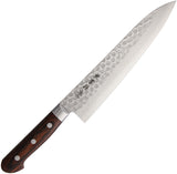 Kanetsune Gyutou Chef Brown Wood Damascus Steel Fixed Blade Knife 902