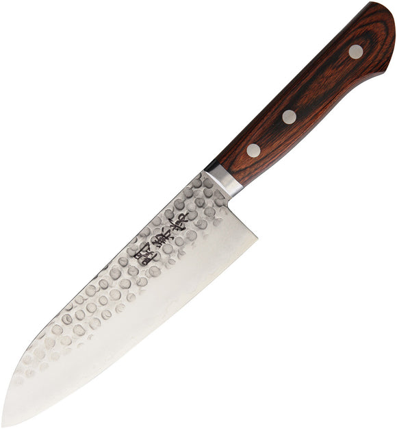 Kanetsune Santoku Mahogany Wood Stainless Fixed Blade Knife 942