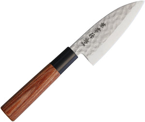 Kanetsune Ko-Deba Brown Plywood Stainless Steel Fixed Blade Knife 956