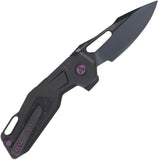 Ketuo Mini Griffin DLC-P Button Linerlock Black Titanium & Purple Carbon Fiber Folding M390 Knife M0115