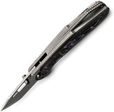 Ketuo Triad TC PUE/P Button Linerlock Titanium & Purple Carbon Fiber Folding M390 Knife M0134
