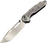 Ketuo Triad TC PUE/P Button Linerlock Titanium & Purple Carbon Fiber Folding M390 Knife M0134