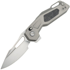Ketuo Mini Griffin S Button Lock & Linerlock Gray Titanium & Carbon Fiber Folding M390 Knife M050