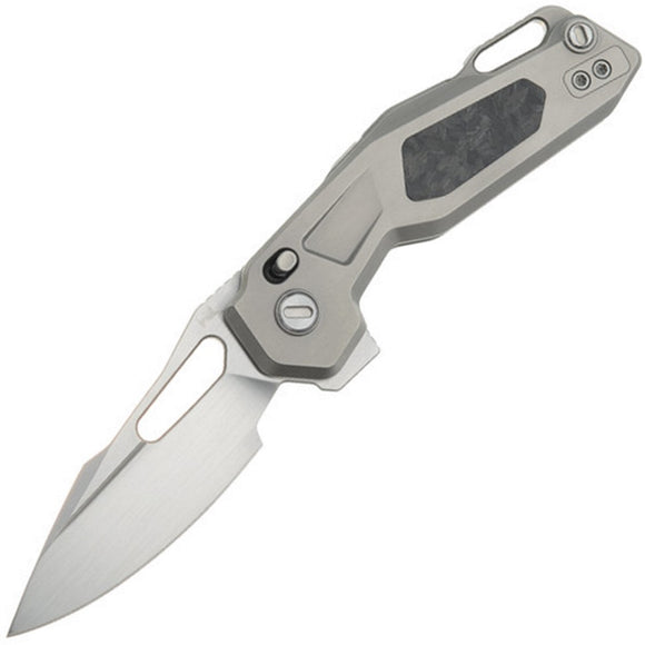 Ketuo Mini Griffin S Button Lock & Linerlock Gray Titanium & Carbon Fiber Folding M390 Knife M050
