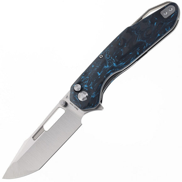 Ketuo Triad V3 Button Linerlock Blue Carbon Fiber Folding M390 Pocket Knife M052