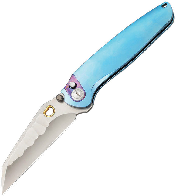 Ketuo Dirty Bird B Button Linerlock Blue Titanium Folding Bohler M390 Pocket Knife M063