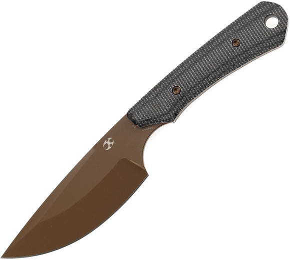 Kansept Knives Flank Black Micarta Rose Gold D2 Steel Fixed Blade Knife w/ Sheath G006A3