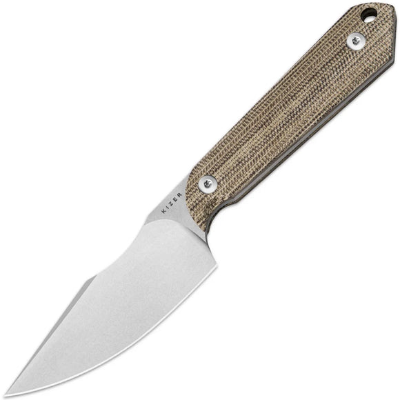 Kizer Cutlery Harpoon Mini Brown Micarta AEB-L Steel Fixed Blade Knife 1040S7