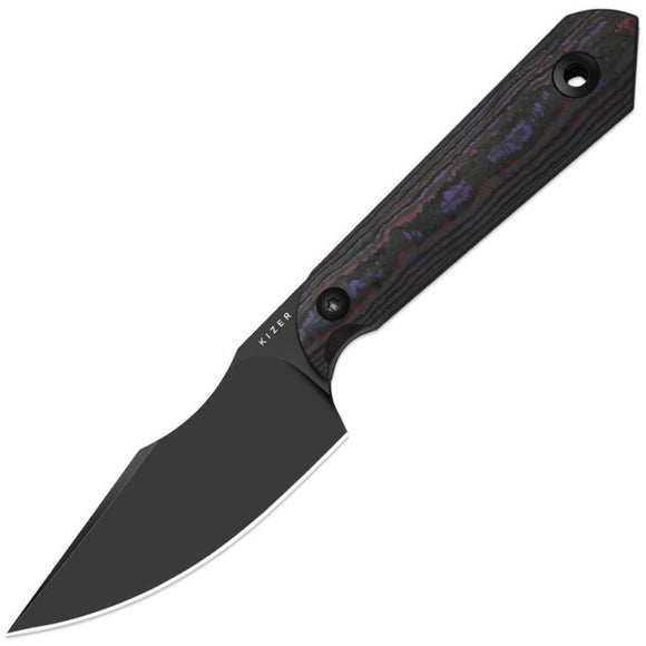 Kizer Cutlery Mini Harpoon Purple Haze Carbon Fiber S45VN Fixed Blade Knife 1040S9