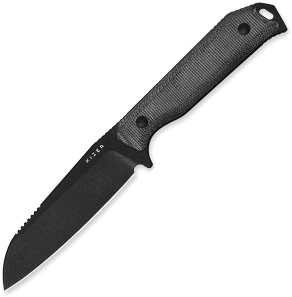 Kizer Cutlery Begleiter Black Micarta CPM-3V Sheepsfoot Fixed Blade Knife 1045MS1