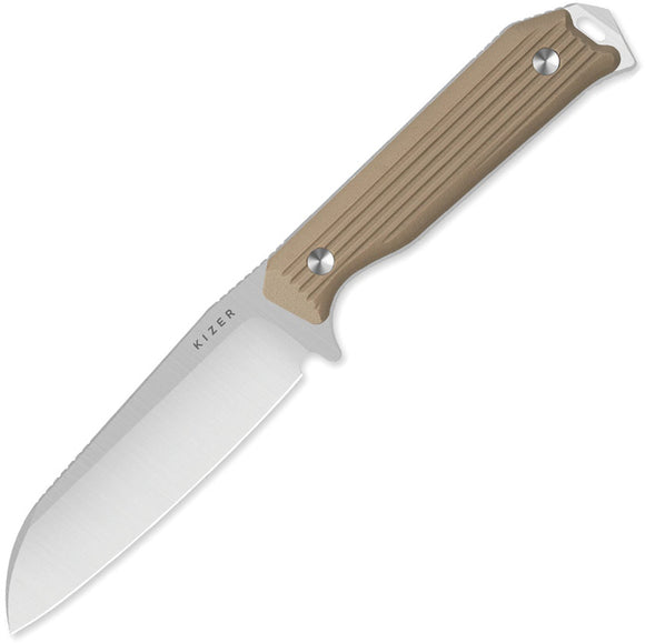Kizer Cutlery Begleiter Tan G10 AEB-L Sheepsfoot Fixed Blade Knife 1045MS2