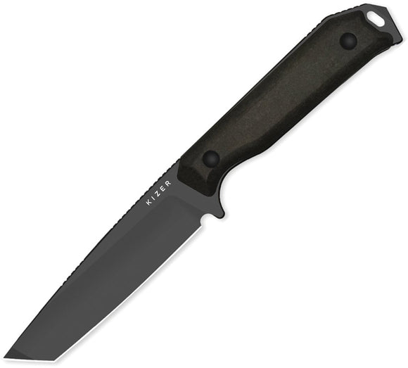 Kizer Cutlery Begleiter Chocolate Glacier Richlite CPM-3V Tanto Fixed Blade Knife 1045MT1