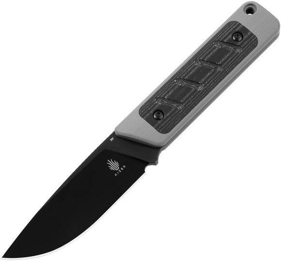Kizer Cutlery Smolt Gray G10 & Black Micarta CPM-3V Fixed Blade Knife 1063A1