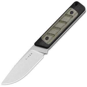 Kizer Cutlery Smolt Black G10 & Green Micarta 14C28N Fixed Blade Knife 1063A6