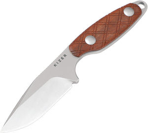 Kizer Cutlery Muskrat Mkuruti Wood S35VN Fixed Blade Knife w/ Sheath 1064A2