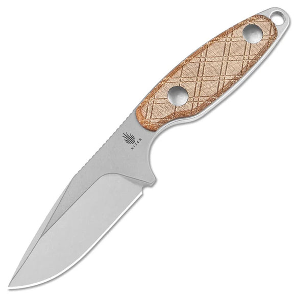 Kizer Cutlery Muskrat Brown Micarta 154CM Clip Point Fixed Blade Knife 1064C1