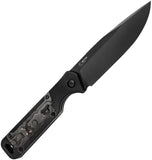 Kizer Cutlery Militaw Black Aluminum & Gold Carbon Fiber S35VN Fixed Blade Knife 1067A1