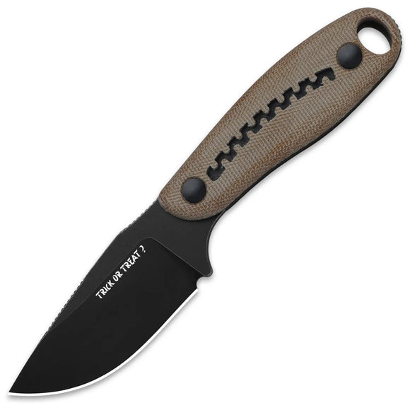 Kizer Cutlery Halloween LTE Hare Brown Micarta & Black G10 Nitro-V Fixed Blade Knife w/ Sheath 1077HW1