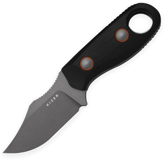 Kizer Cutlery Beaver 2 Black G10 D2 Steel Clip Pt Fixed Blade Knife w/ Sheath 1078A3