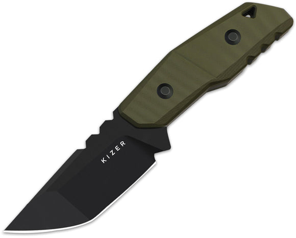 Kizer Cutlery Quartz OD Green G10 AEB-L Steel Fixed Blade Knife w/ Sheath 1086A1