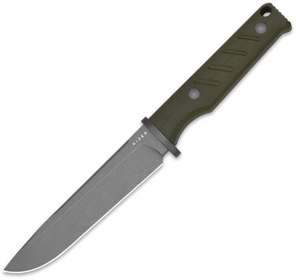 Kizer Cutlery Camp 180 Green G10 AEB-L Drop Pt Fixed Blade Knife w/ Sheath 1096A2