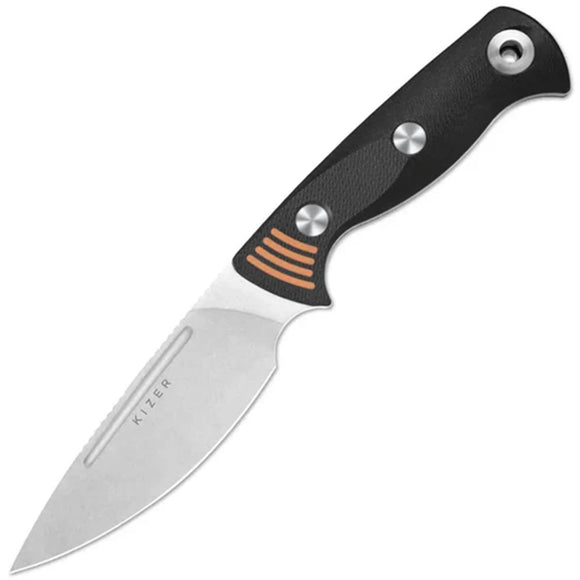 Kizer Cutlery Evenki 3 Black & Orange G10 AEB-L Fixed Blade Knife w/ Sheath 1099A1