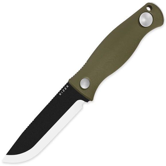 Kizer Cutlery Polaris OD Green G10 1095 Steel Fixed Blade Knife w/ Sheath 1100A2