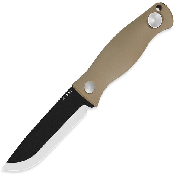 Kizer Cutlery Polaris Tan G10 1095 Steel Fixed Blade Knife w/ Sheath 1100A4